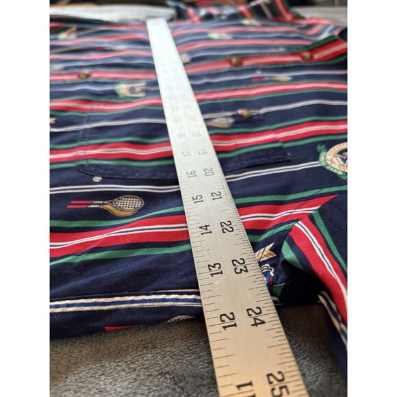 Gant Salty Dog Men's Imperial Poplin Striped Tennis Club Shirt M Navy Novelty - Picture 7 of 8